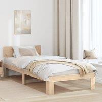 Berkfield Home Bed Frame with Headboard 100x200 cm Solid Pine Wood in Beige