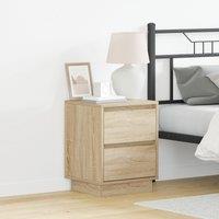 Berkfield Home Bedside Cabinet with LED Lights Sonoma Oak 39x34.5x50 cm in Beige