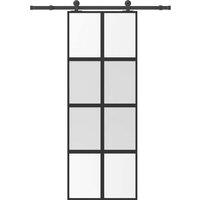 Berkfield Home Sliding Door with Hardware Set 76x205 cm Tempered Glass&Aluminium in Black