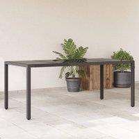 Berkfield Home Garden Table with Glass Top Black 190x90x75 cm Poly Rattan | Size: 190 x 90 x 75 cm