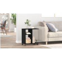 Berkfield Home Rolling Side Table Black Oak 50x30x55 cm Made of Engineered Wood | Size: 50 x 30 x 55 cm