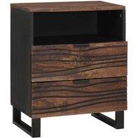 Berkfield Home Bedside Cabinet - 50 x 33 x 60 cm - Made from Solid & Engineered Wood in Brown