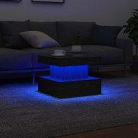 Berkfield Home Coffee Table with LED Lights Black Oak 50x50x40 cm | Size: 50 x 50 x 40 cm