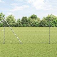 Berkfield Home Fencing Set Set of 2 Galvanised Steel 25 x 1.5 m Durable in Silver