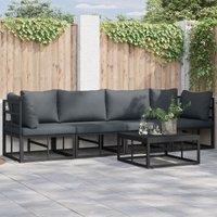 Berkfield Home Garden Sofa Set with Cushion with Pillow 4 pcs Black Aluminium