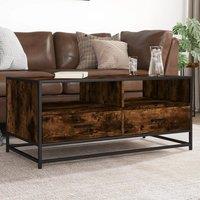 Berkfield Home Coffee Table Smoked Oak 100x50x45 cm Engineered Wood & Metal in Brown | Size: 100 x 50 x 45 cm