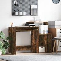 Berkfield Home Desk with Storage Smoked Oak 120.5x44x88.5 cm Engineered Wood in Brown