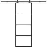 Berkfield Home Sliding Door with Hardware Set 76x205 cm ESG Glass&Aluminium in Black