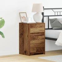 Berkfield Home Bedside Cabinet with LED Lights Old Wood Engineered Wood in Brown