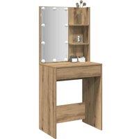 Berkfield Home Dressing Table with LED Artisan Oak 60x40x140 cm | Size: 60 x 40 x 140 cm