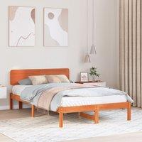 Berkfield Home Bed Frame with Headboard Wax Brown 140x190 cm Solid Pine Wood