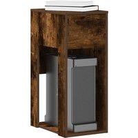 Berkfield Home Computer Tower Stand with Drawer Smoked Oak 30x44x74 cm in Brown | Size: 30 x 44 x 74 cm