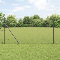 Berkfield Home Welded Wire Fence with 7 Posts Grey 1.2x10 m Steel