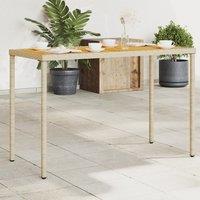 Berkfield Home Garden Table with Acacia Wood Top Beige 115x54x74 cm Poly Rattan | Size: 115 x 54 x 74 cm