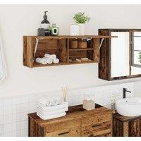 Berkfield Home Bathroom Wall Cabinet Old Wood 80x25x30 cm Engineered Wood in Brown | Size: 80 x 25 x 30 cm