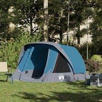 Berkfield Home Camping Tent Cabin 4-Person Blue Waterproof