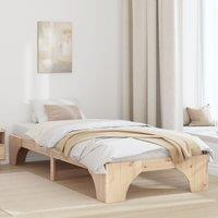 Berkfield Home Natural Bed Frame Natural wood Solid Pine wood 75 x 190 cm Simple in Brown