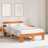 Berkfield Home Bed Frame with Headboard Wax Brown 120x200 cm Solid Wood Pine