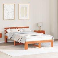 Berkfield Home Pine Wood Bed Frame Wax brown Solid wood 140 x 190 cm