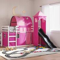 Bunk Bed without Mattress with Slide and Curtains Pink 80x200 cm