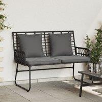 Berkfield Home Garden Bench with Pillow Poly rattan, steel in Black