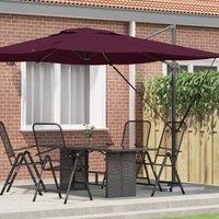Berkfield Home Cantilever Roma Parasol Bordeaux Red 286x285x265 cm Aluminium | Size: 286 x 285 x 265 cm