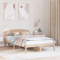 Berkfield Home Bed Frame with Headboard 120x190 cm Solid Wood Pine in Beige