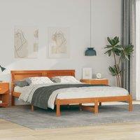 Berkfield Home with LED Strip Lights with Headboard Wax brown 160 x 200 cm Pine wood