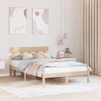 Berkfield Home Bed Frame with Headboard 140x190 cm Solid Wood Pine in Brown
