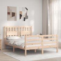 Berkfield Home Bed Frame with Headboard Double Solid Wood in Brown