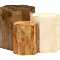 Berkfield Home Coffee Table Set 3 Pieces Solid Mango Wood in Brown