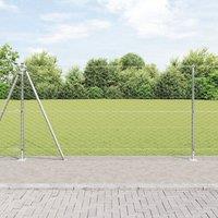 Berkfield Home Hexagon Wire Fence with 7 Flanged Posts 1.2x25 m Steel Silver