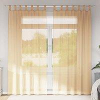 Berkfield Home Voile Curtains with Loops 2 pcs Sand 140x245 cm in Brown