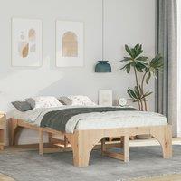 Berkfield Home Floor Bed Frame with Storage Brown 135 x 190 cm Pine wood