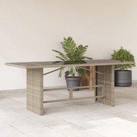 Berkfield Home Garden Table with Glass Top Light Grey 190x80x74 cm Poly Rattan | Size: 190 x 80 x 74 cm