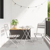 Berkfield Home 3-Piece Folding Bistro Set in Beige Steel