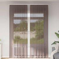 Berkfield Home Voile Curtains with Tab Top 2 pcs Brown