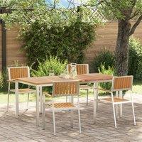 Berkfield Home 5 Piece Garden Dining Set Solid Wood Teak in Brown