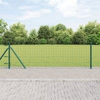 Berkfield Home Euro Fence with 13 Flanged Posts 0.4x25 m Galvanised Steel in Silver