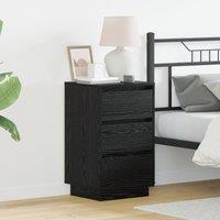 Berkfield Home Bedside Cabinet with LED Black Oak 39x34.5x65 cm Engineered Wood
