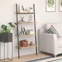 Berkfield Home 4-Tier Leaning Shelf Light Brown & Black 64x34x150.5 cm