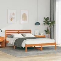 Berkfield Home with Headboard Wax brown 140 x 220 cm Solid pine wood