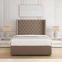 BSSPOKE Olivia Plush Velvet Divan Bed Set 54 Headboard & Mattress No Drawers in Bronze | Size: Single