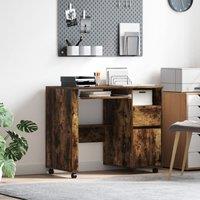 Berkfield Home Brown Computer Desk Smoked oak Engineered wood Compact Drawers