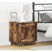 Berkfield Home Bedside Cabinets with LED Lights 2 pcs Smoked Oak 44x34, 5x45 cm in Brown