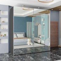 Sliding Wardrobes 4U Modern Double Door Sliding Wardrobe W200cm x H217cm x D62cm in Grey