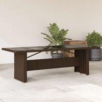 Berkfield Home Garden Table with Glass Top Brown 240x90x75 cm Poly Rattan | Size: 240 x 90 x 75 cm