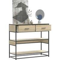 Berkfield Home Console Table Sonoma Oak 90x35x80 cm Engineered Wood in Brown | Size: 90 x 35 x 80 cm