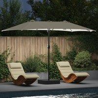 Berkfield Home Garden Parasol Folding Sand 385 x 209 x 244 cm Fabric in Brown