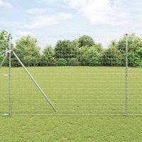 Berkfield Home Euro Fence with 7 Posts 1.5x10 m Galvanised Steel in Silver